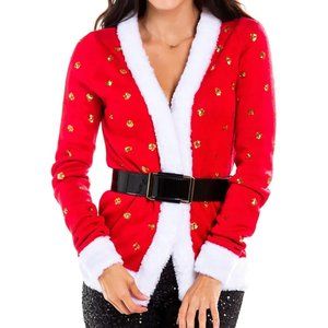 Tipsy Elves WOMEN'S MRS. CLAUS CARDIGAN SWEATER Large